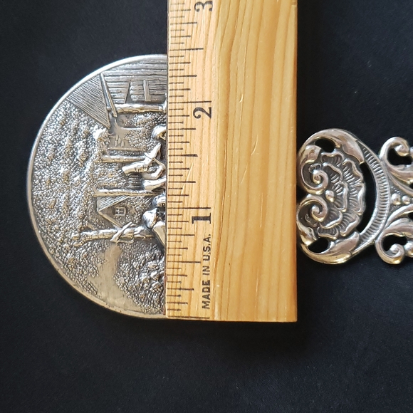 VTG Hans Jensen Silver Hand mirror, Silver plate, Repousse, marked, Denmark - Picture 6 of 10